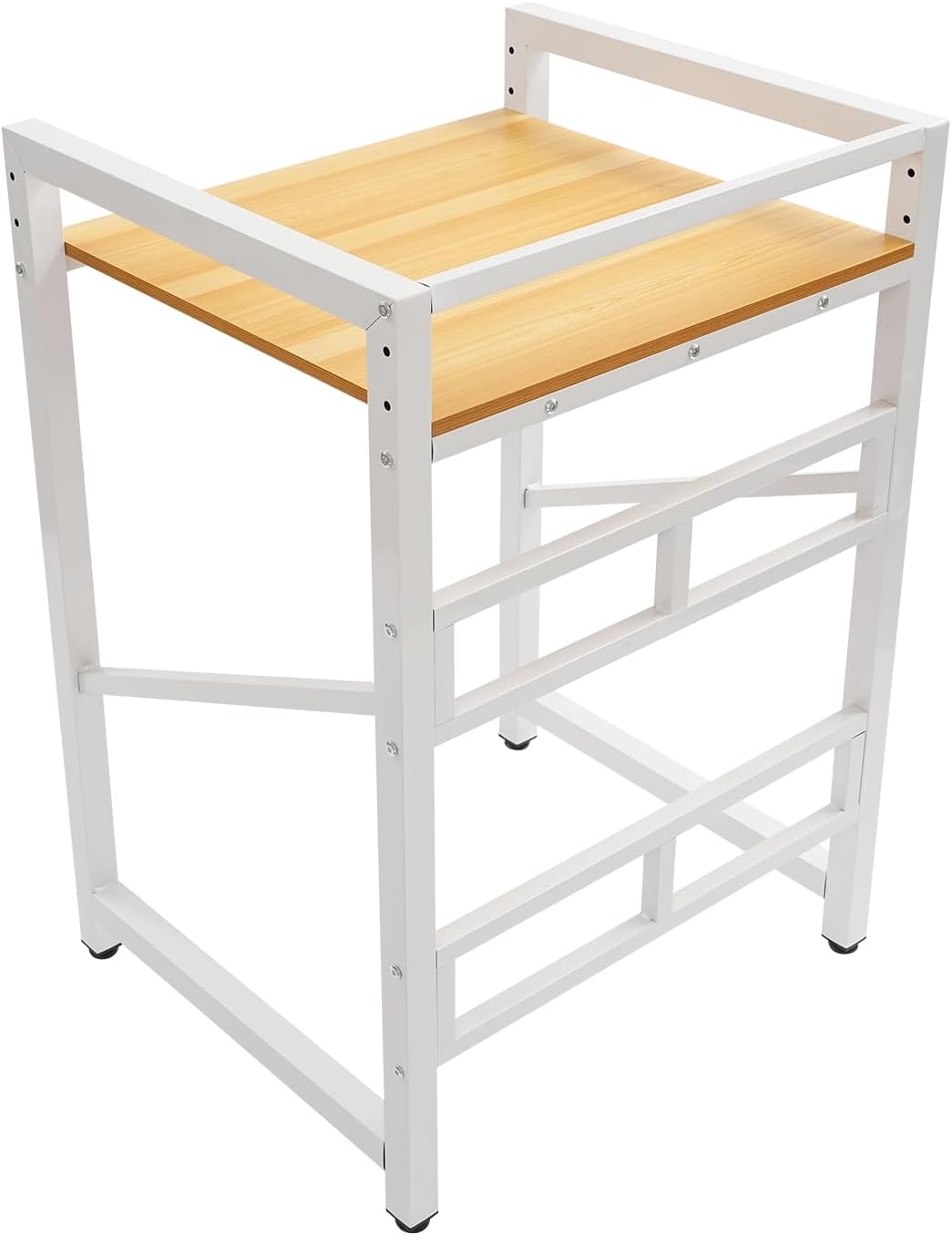 Washer Dryer Stacking Rack Stand - Heavy Duty 661LB Adjustable Shelf Unit, 3-Height Laundry Organizer with Storage for Appliances Space Saving Solution (White+Yellow)