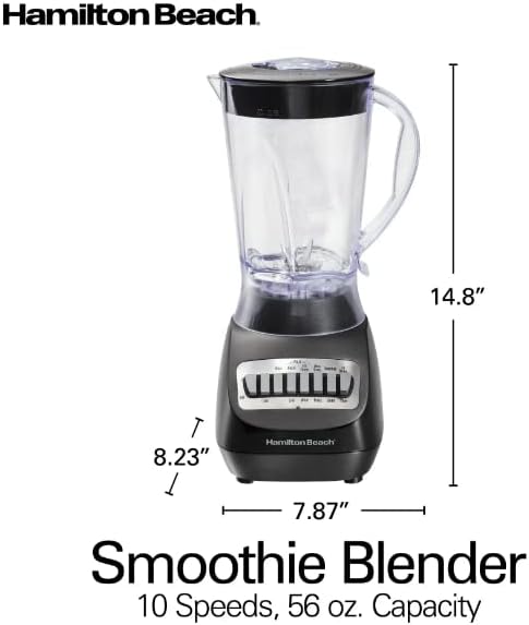 Beach Smoothie Electric Blender with 10 Speeds, 56 oz. BPA-Free Plastic Jar, Model 50190