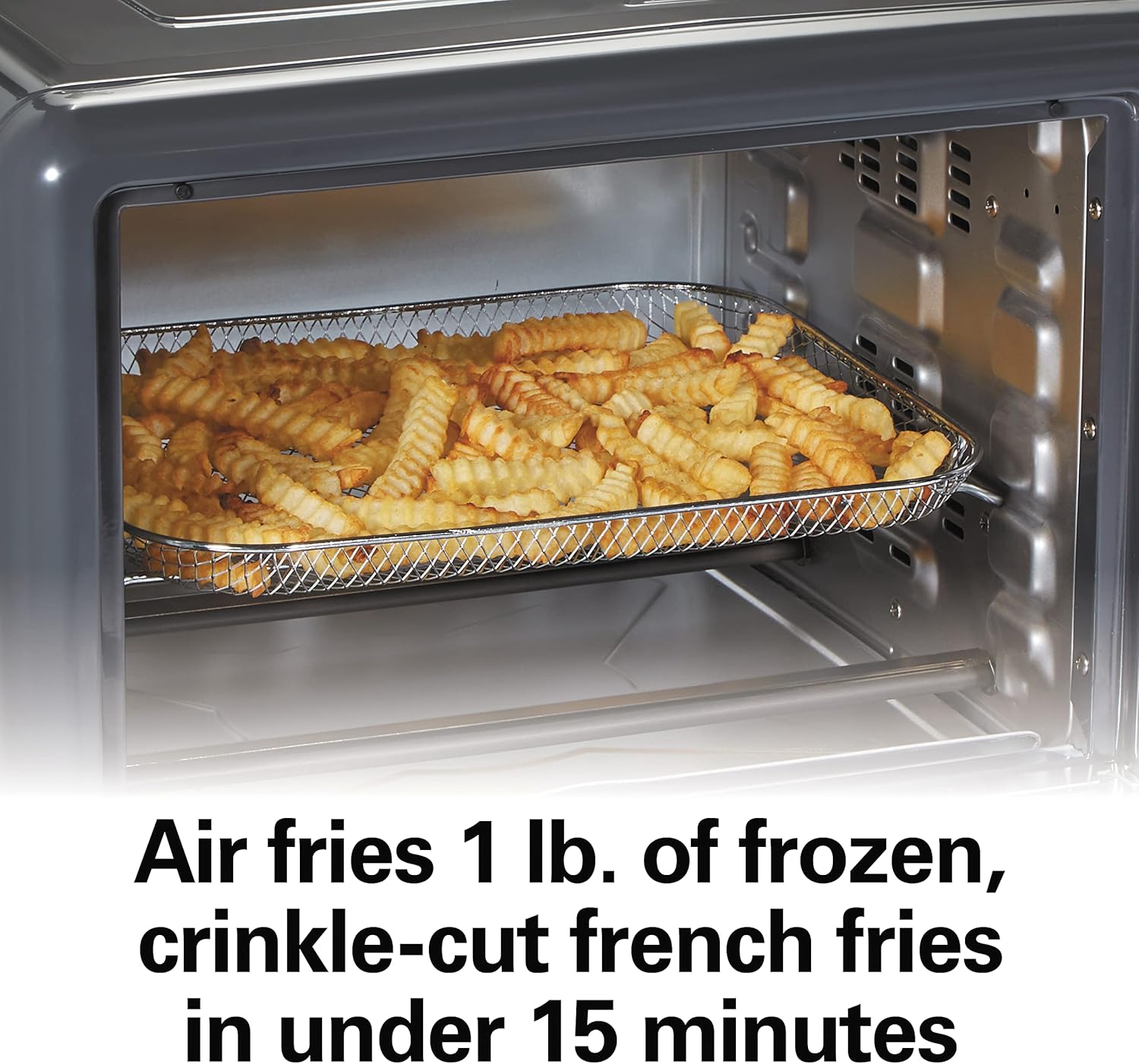 Hamilton Beach Countertop Digital Air Fryer Oven with Sure-Crisp, 6-in-1 Functionality, 150-450⁰F Temp Range, 1800W, XL Capacity for 2 12” Pizzas, Two 9” x 13” Pans and 4 Rack Positions, Grey (31390)