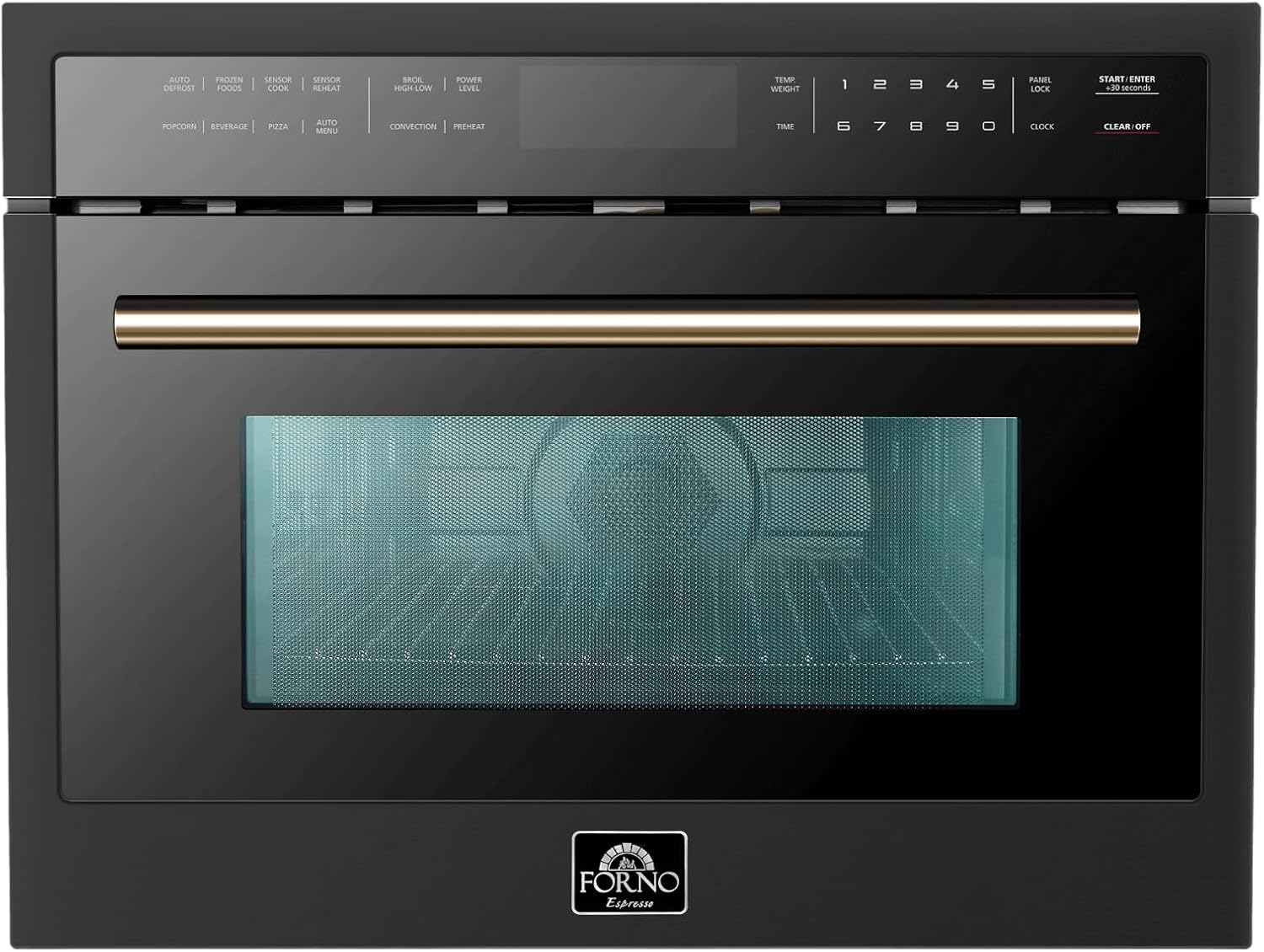 FORNO Oliena Espresso Black 24″ 1750 Watt Compact Oven & 1000 Watt Microwave, 1.6 cu. ft.