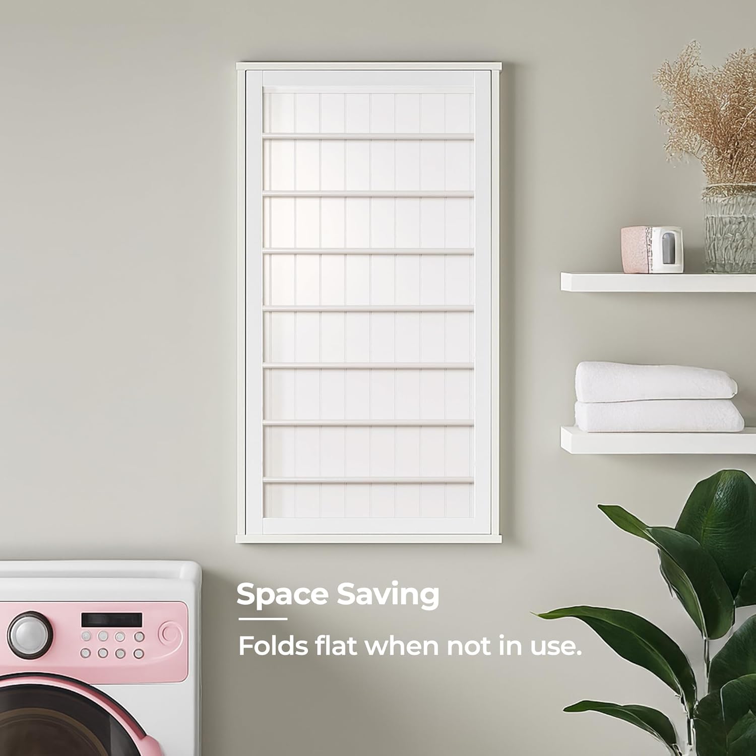 Honey-Can-Do The Perfect Wall Mounted Clothes Rack with Drying Rod and Drying Rack, A Space-Saving, Efficient Solution for Drying Clothes at Home, Keeping Your Laundry Organized and Your Space Neat