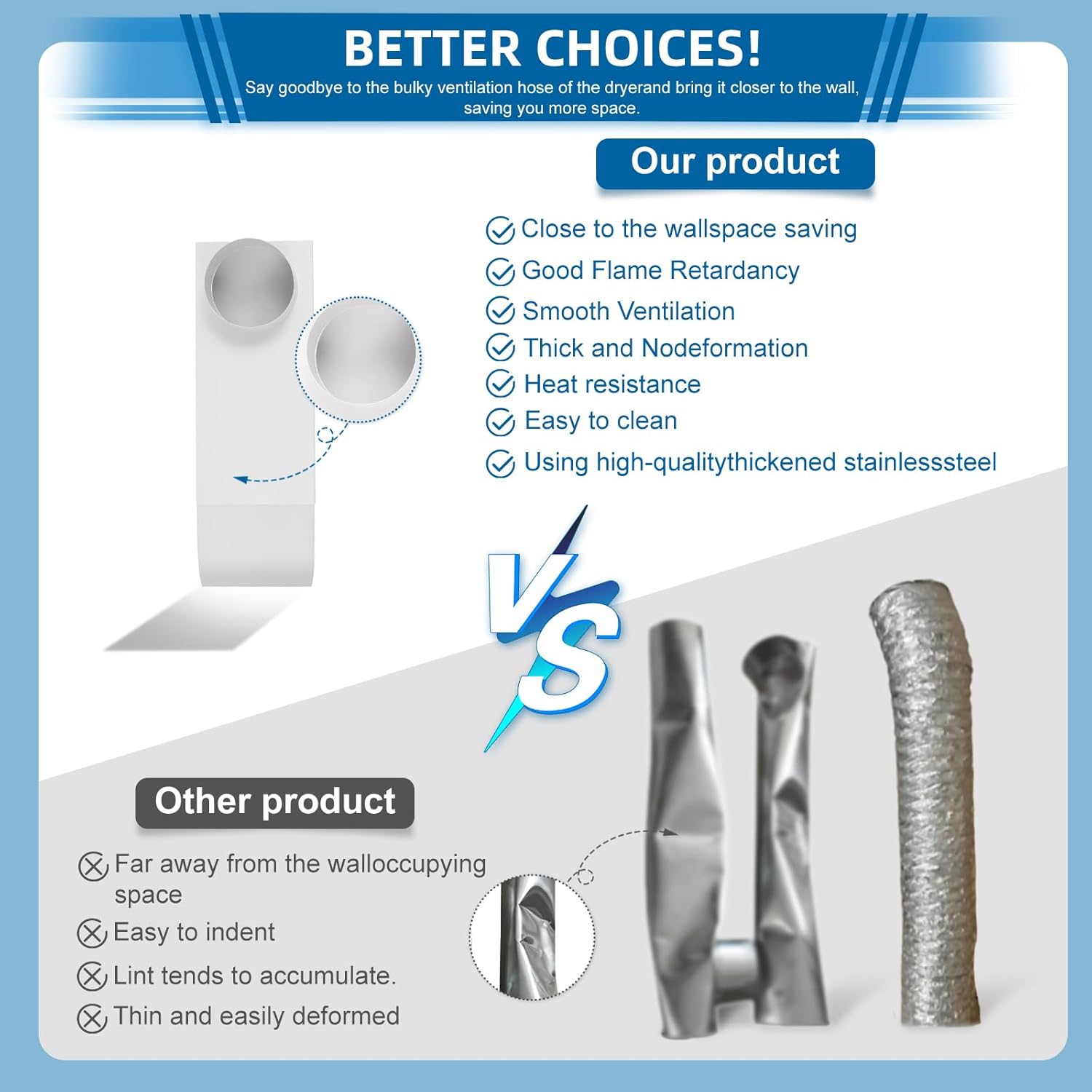 12in-19in Adjustable Periscope Dryer Vent，Telescoping Dryer Vent Kit, Upgraded 304 Stainless Steel Dryer Vent, for Tight space duct dryer vent pipe 4 Inch dryer exhaust vent (white baked paint)