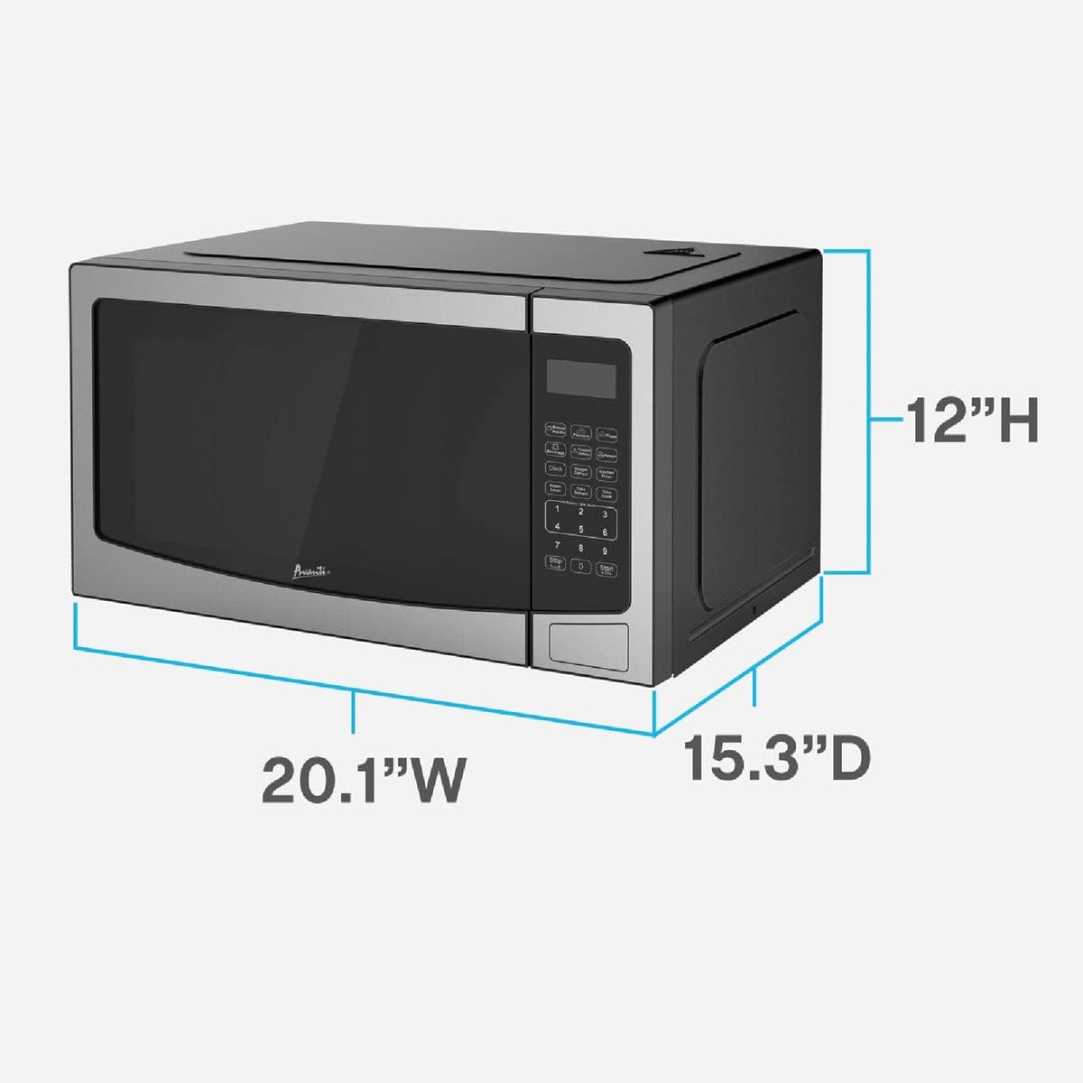 Avanti 1.1CF 1000W Black with Stainless Steel Front Microwave - 1 Each