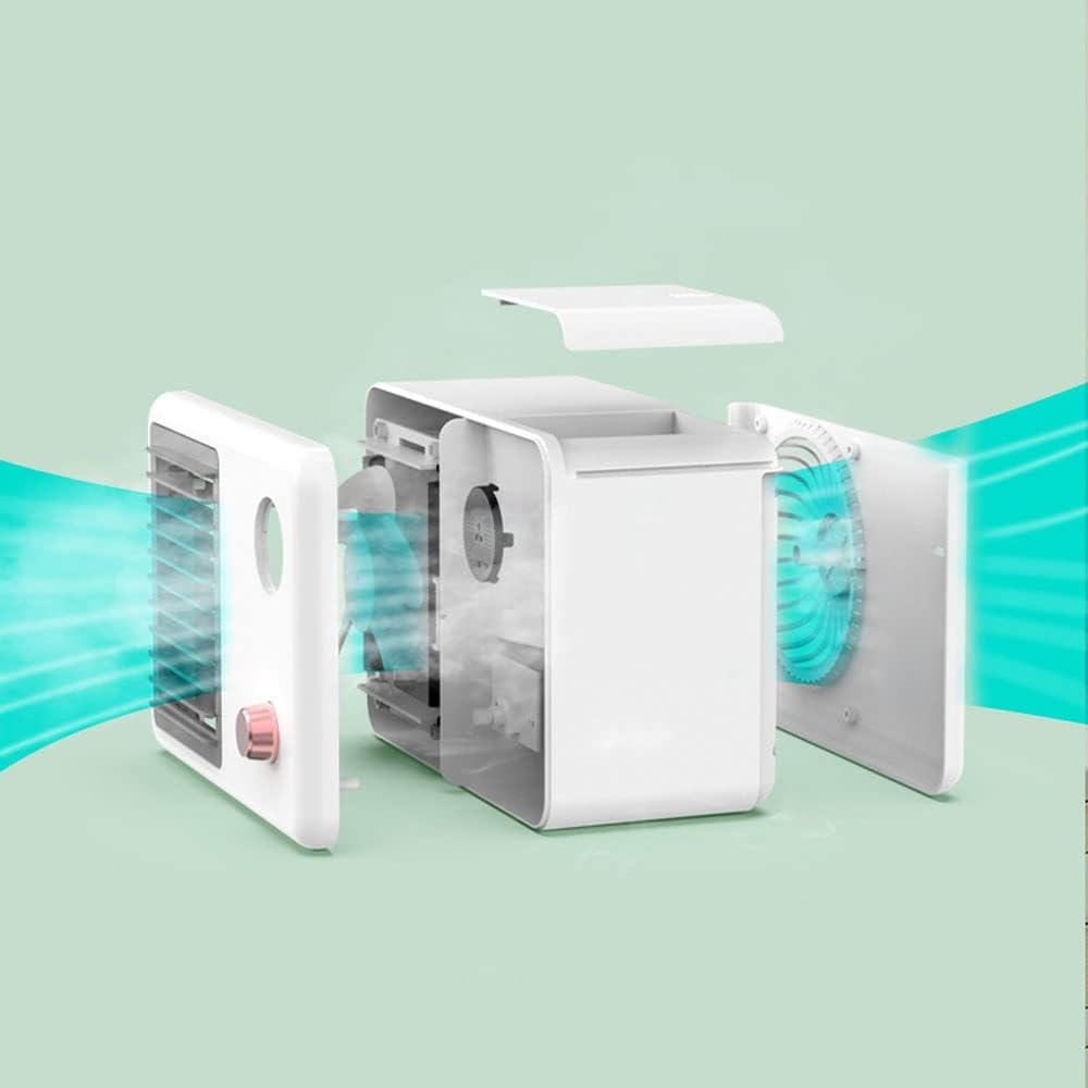 Portable Air Conditioner with 3 Speeds, 480ML Evaporative Air Cooler & 7 Colors Light, Room Camping Car Office (Color : White)