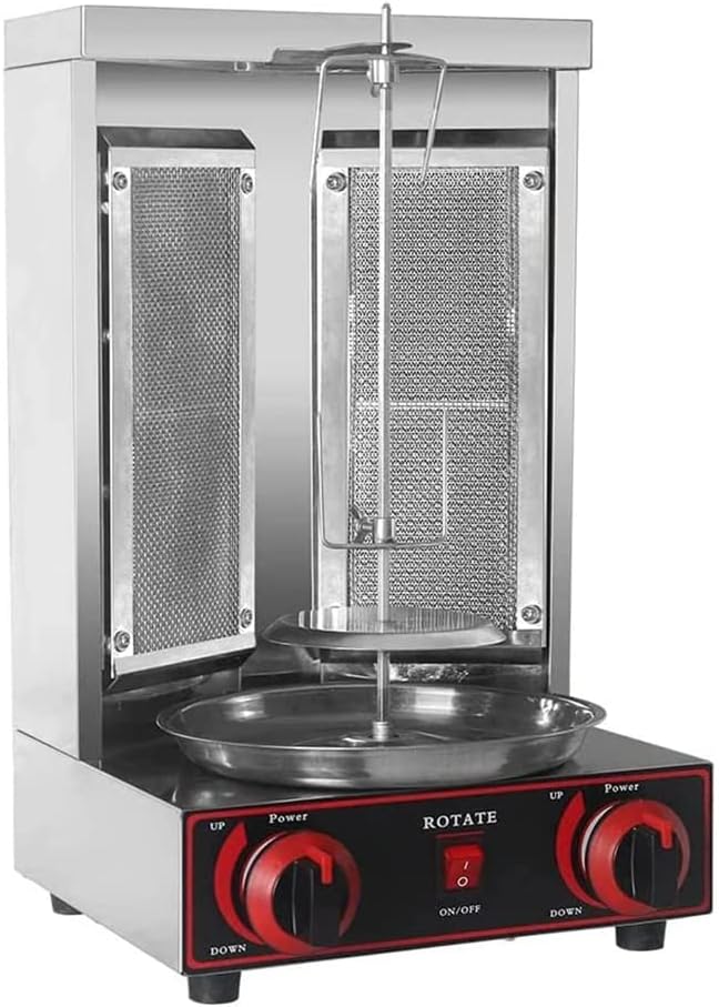 Automatic Rotating Commercial Shawarma Grill, Dual Control Vertical Broiler Gyro Machine for Commercial Home Kitchen