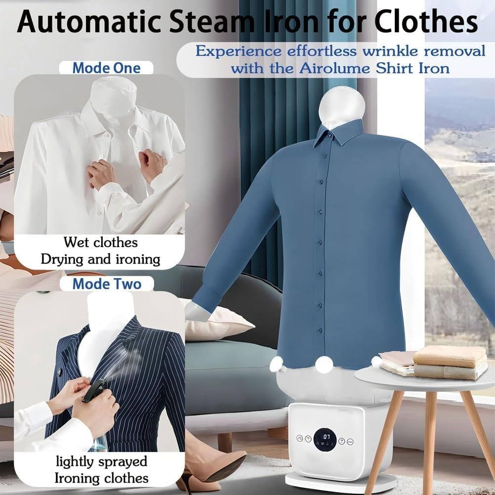 Upgraded Automatic Hot Air Dryer & Iron – 2-in-1 Clothes Dryer and Hands Frees Wrinkle Remover for Shirts & Pants-Gentle on All Fabrics - 8 Minutes Quick Ironed Dry for Shirts, Pants, Jackets & Shoes