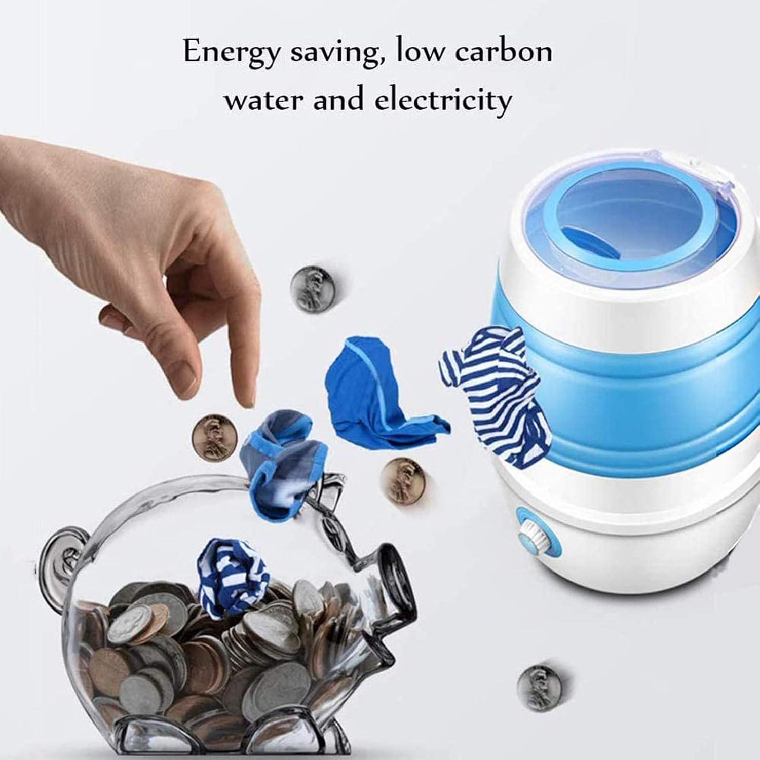 Portable Washing Machine - Compact Folding Laundry Tub with Spin Dryer for Travel & Home - Lightweight, Efficient Clothes Cleaner for Business Trips & Camping