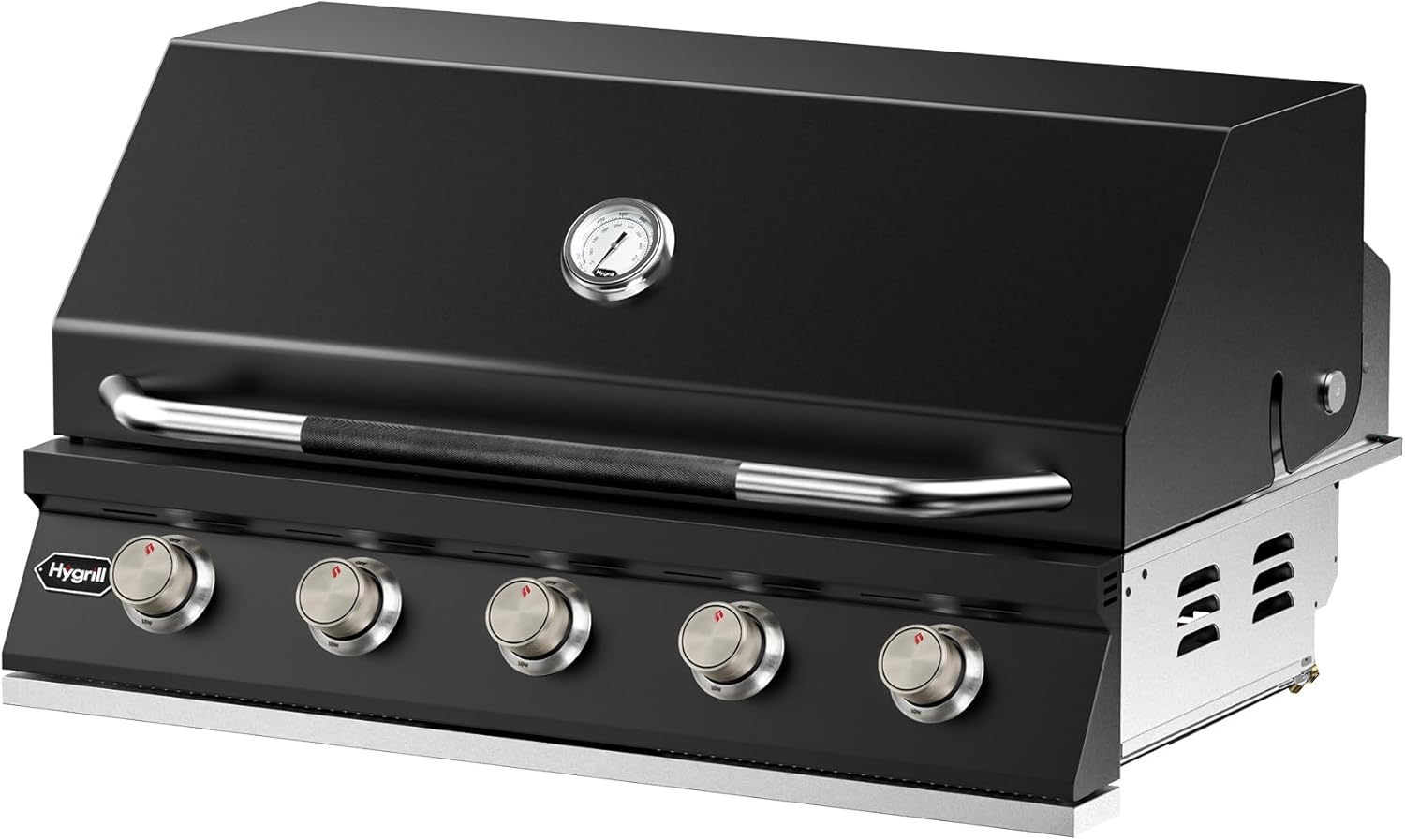 Hygrill 40-Inch Built In Grill for Liquid Propane, Stainless Steel Outdoor Kitchen 5-Burner Grill Head, Black