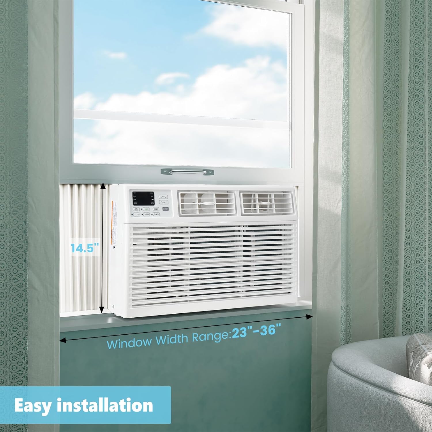 Window Air Conditioner, 12000 BTU Window AC Unit, Cooling Room 550sq.ft, Fast Cooling, 24H Timer,Dehumidifier Mo, Energy Saving, Remote Control for Living Room, Bedroom, Office