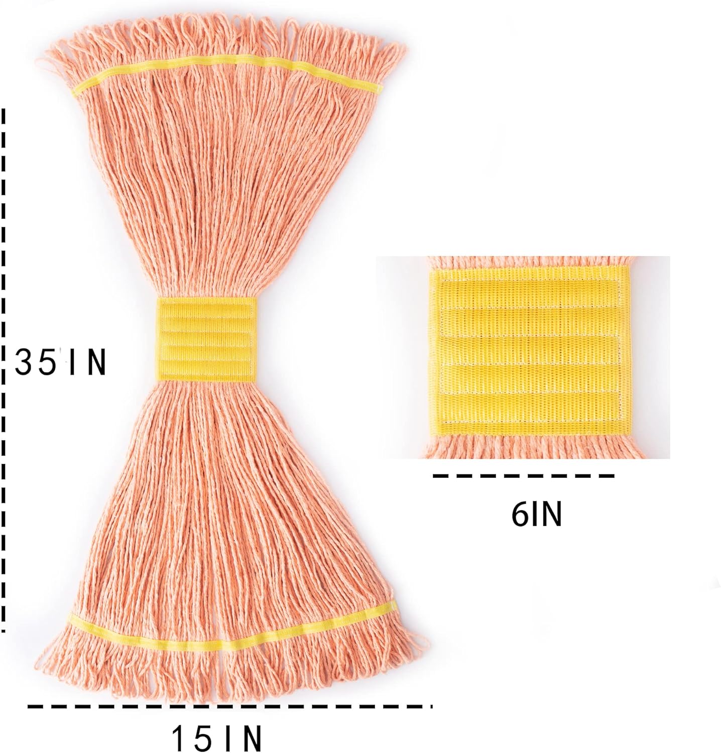 Matthew Cleaning 14 oz Small Mop Head Replacement, 5 Inch Wide Headband, Looped End Cotton Blend String Mini Mops for Floor Cleaning, Orange Case Pack 12 Pcs