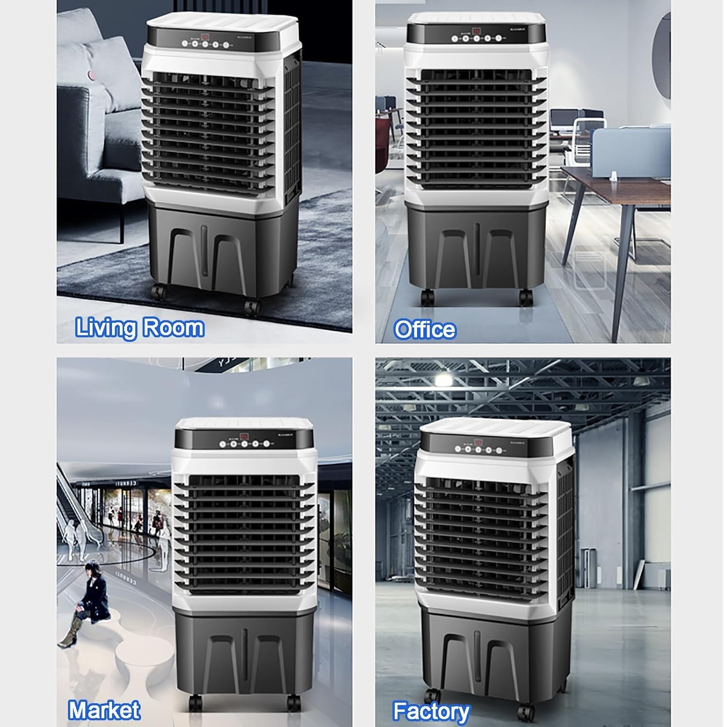 PINNKL Portable Evaporative Cooler, Air Cooler, 120°Oscillation Swamp Cooler, 4 Universal Wheel, 3 Wind Speeds for Outdoor Indoor Use