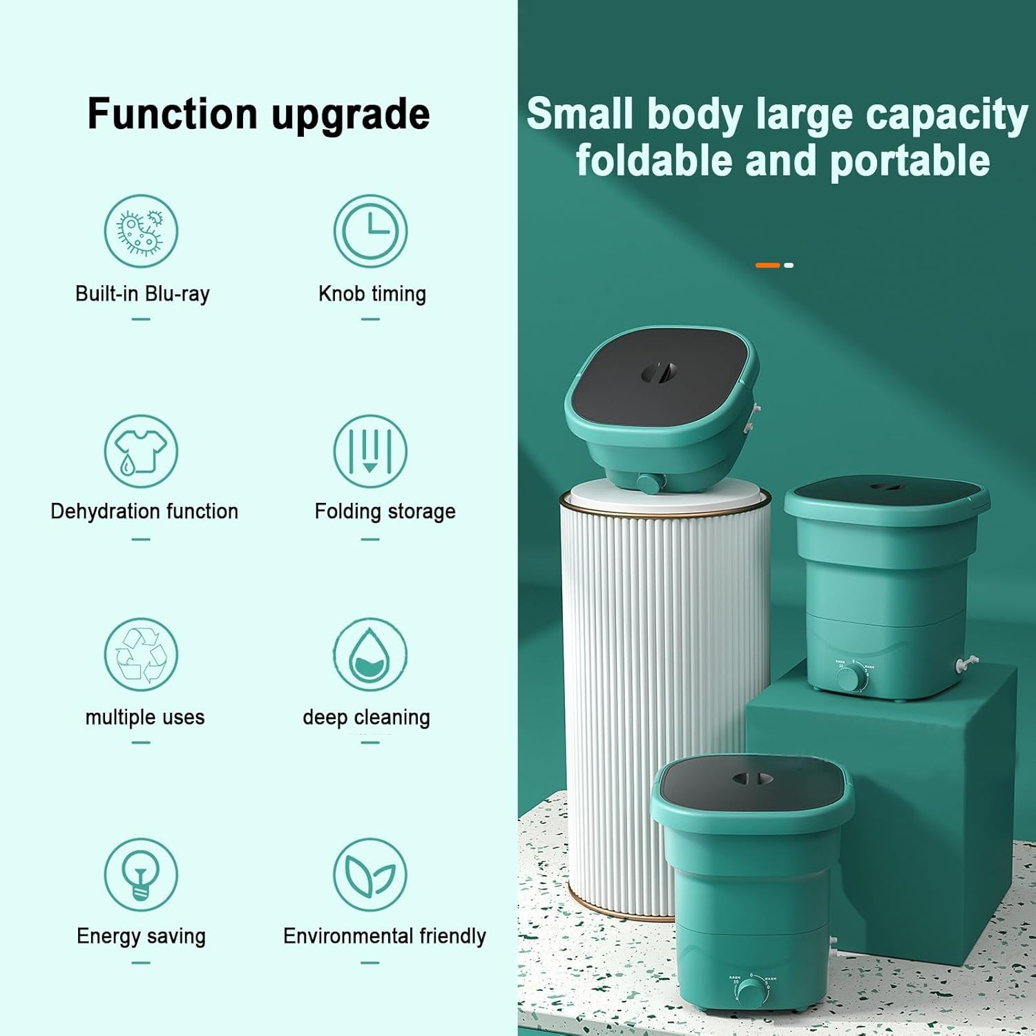 THAMBA 24L Large Capacity Mini Portable Folding Washing Machine, Sales are far Ahead Suitable for Any Occasion Small Washing Machine (Color : Green)