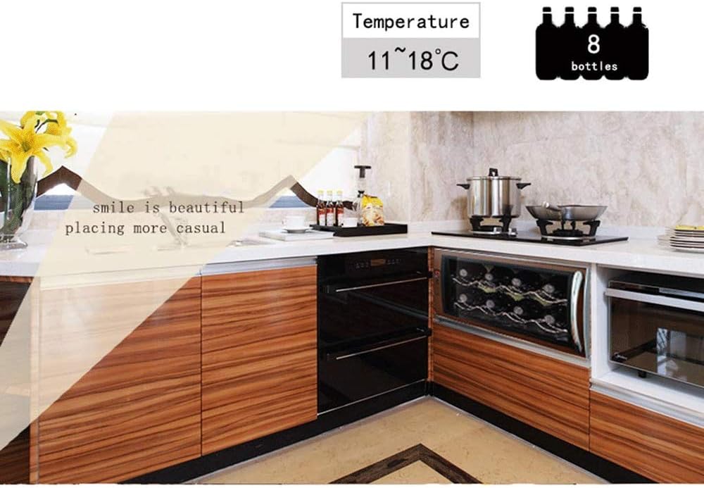 Small Thermoelectric Wine Cooler -8 Bottle Electric Countertop Wine Cooler Refrigerator Beverage Chiller Cellar Fridge Digital Touchscreen Display Pan