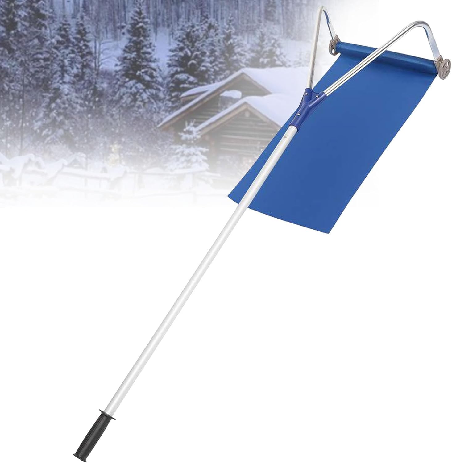 Lightweight Aluminum Snow Roof Rake - Efficient Snow Clearing Tool for Vehicles & Roofs, Heavy-Duty Design for Easy Snow Removal, Perfect for Winter Use, Silver Finish