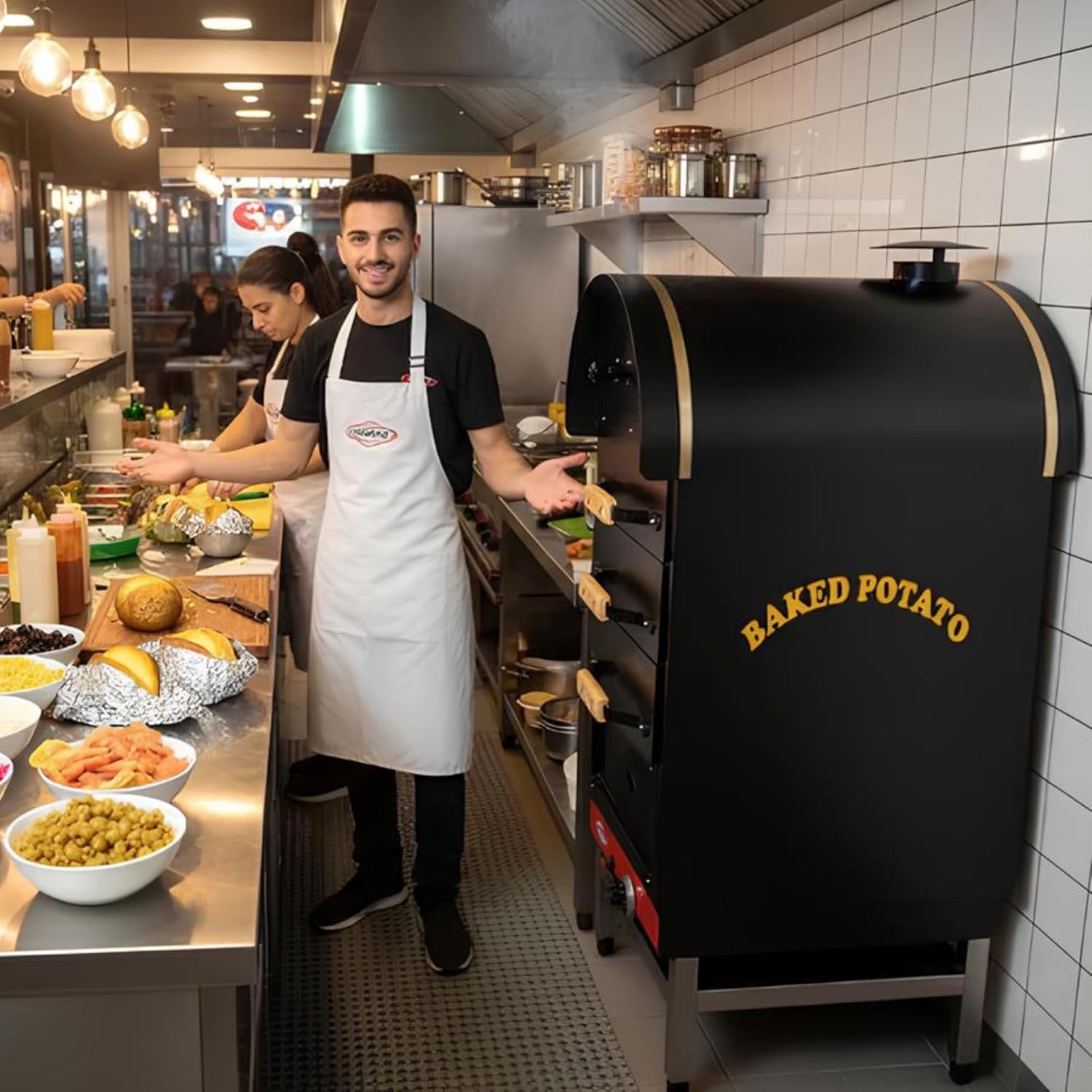 Electric Baked Potato Oven – 2 Drawer Commercial Countertop Oven | Professional Stainless Steel Kumpir Machine for Restaurants & Cafes | 220/380V Energy Efficient Potato Baking Oven