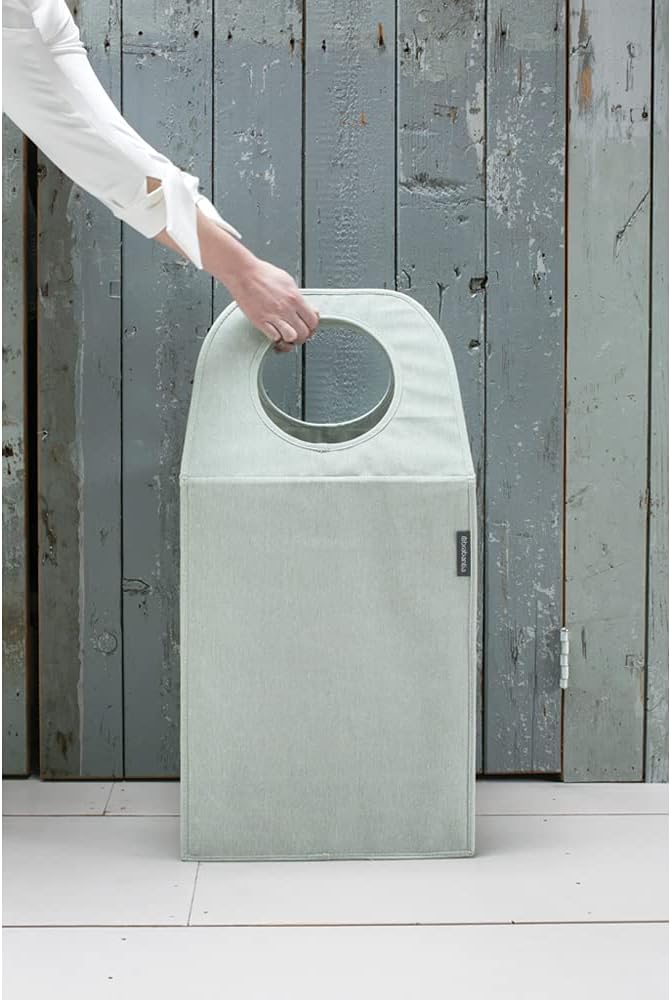 Brabantia Rectangular Laundry Bag (14.5 Gal / Green) Foldable, Space Efficient Hamper with Large Opening for Dirty Clothes