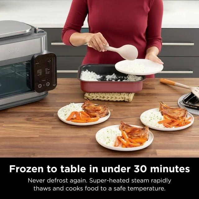 Ninja SFP700 Combi All-in-One Multicooker, Oven, & Air Fryer, 10-in-1 Functions, 15-Min Meals, Digital Display, Stainless Steel (Renewed), 14.92 x 15.43 x 13.11