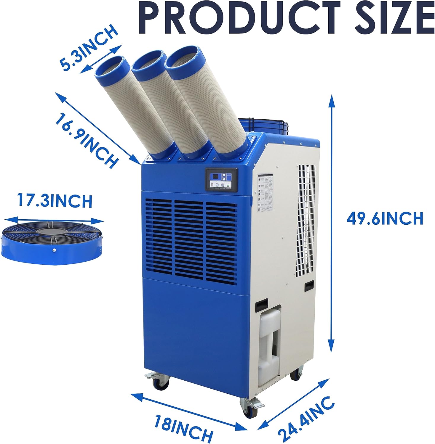 Portable Air Conditioner 22,178 BTU Industrial Spot Cooler Air Conditioner 910m³/h Mobile Outdoor Indoor Cooling Aircon with Three Column 220V 2400W