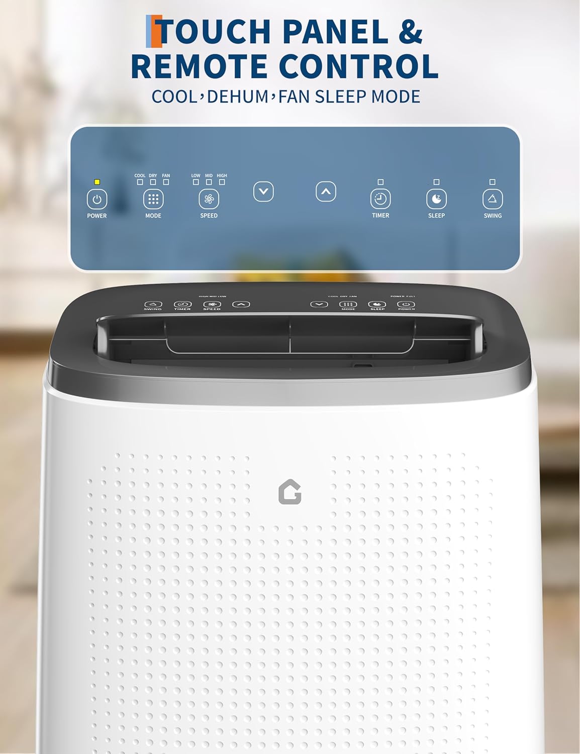 14,000 BTU Portable Air Conditioner - Cools 750 Sq.Ft 3 in-1 Portable AC Dehumidifier Fan, Remote Control Window Kit 48dB for Bedroom, Home, Office (14000 BTU - B)