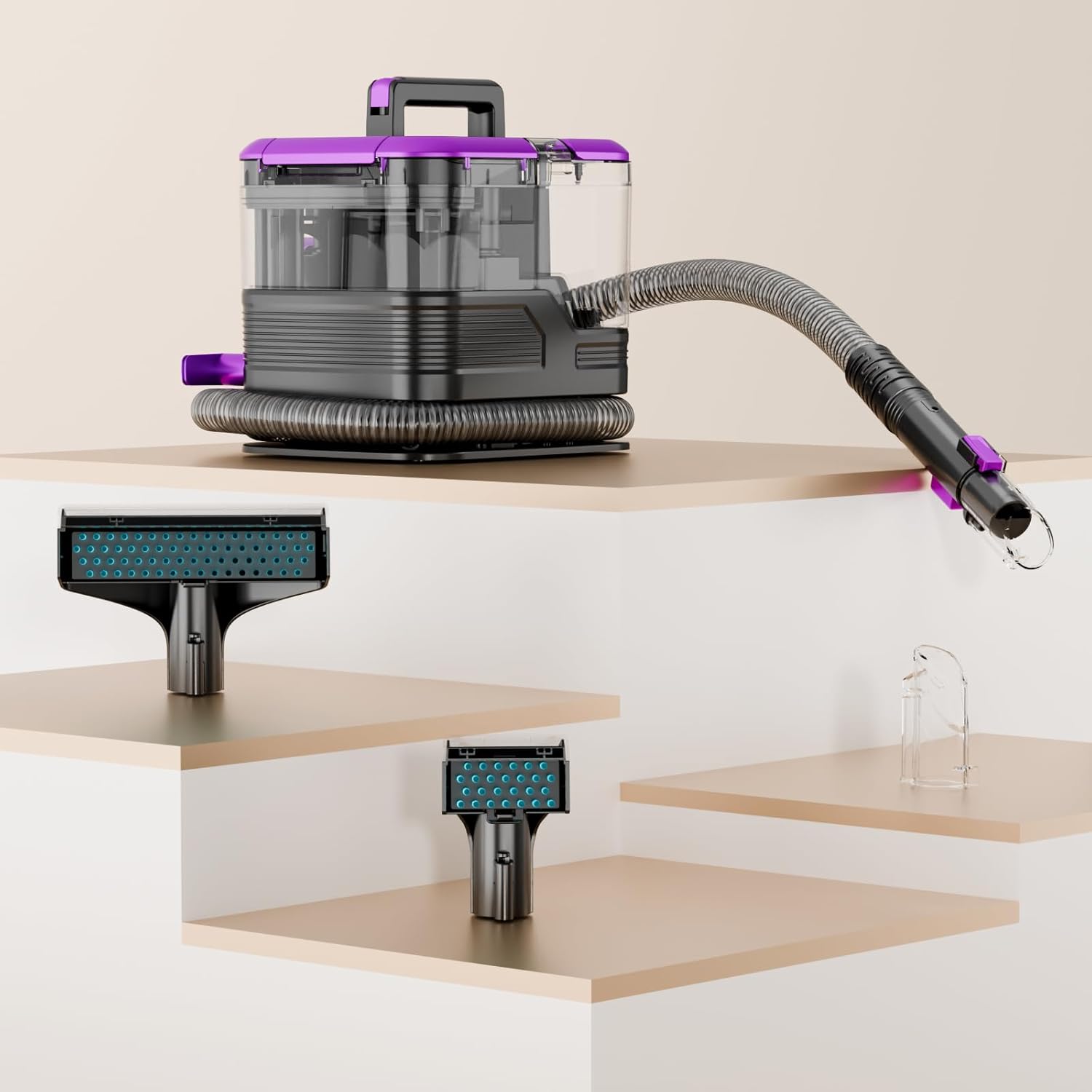 KIKETECH Cleaning Vacuum Cleaner, Powerful Stick Vacuum, 8 in 1 Vacuum Cleaners, Rechargeable Vacuum Pet for Hair, Carpet, Hardfloor，Purple