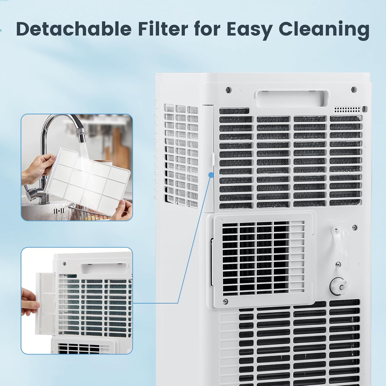 ARLIME 8000 BTU Portable Air Conditioner, 3-in-1 AC Unit w/Dehumidifier & Fan, Sleep Mode & 24H Timer, Air Cooler w/Remote, Detachable Filter & Window Kit, Cools Up to 250 Sq.Ft, White (8000 BTU)