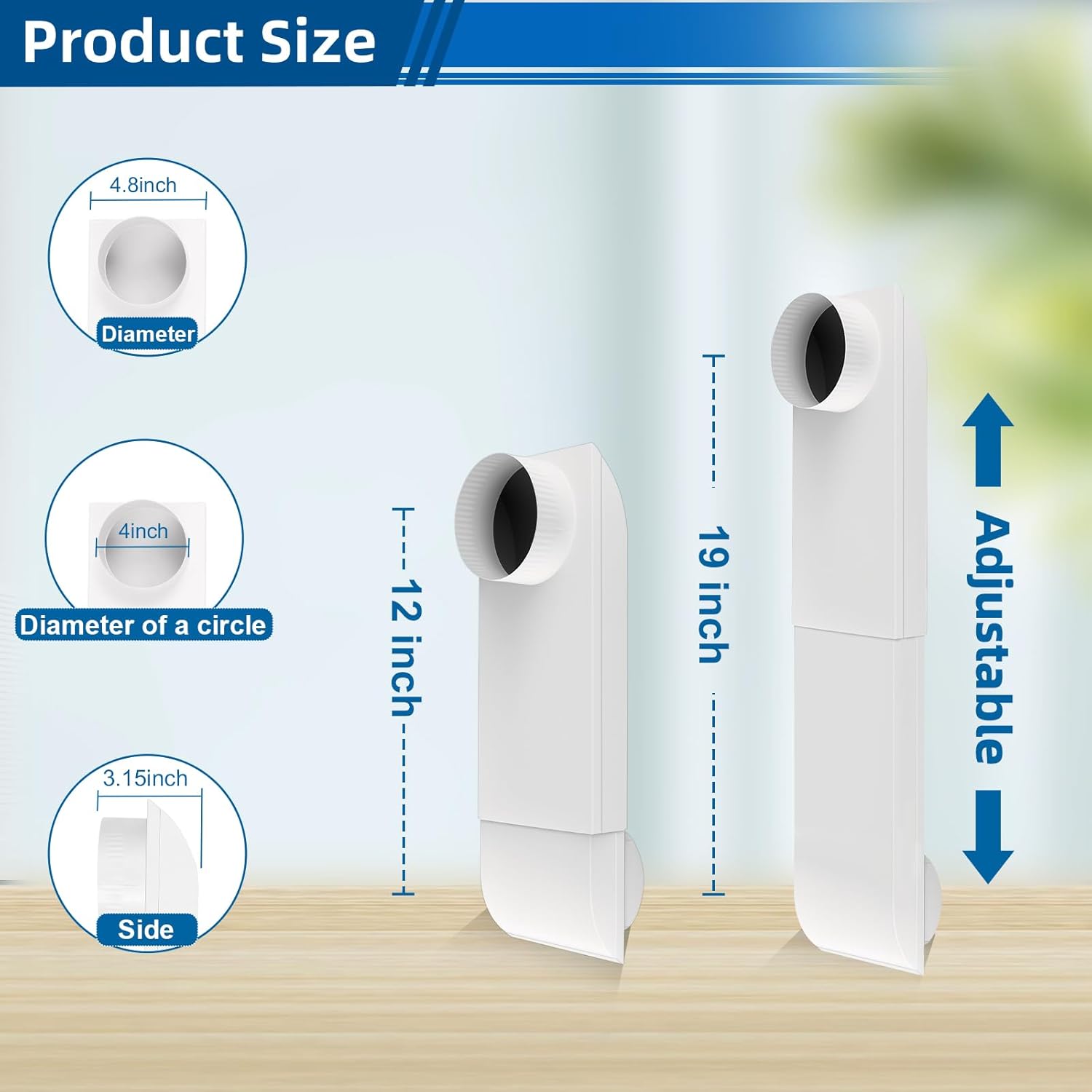 12in-19in Adjustable Periscope Dryer Vent，Telescoping Dryer Vent Kit, Upgraded 304 Stainless Steel Dryer Vent, for Tight space duct dryer vent pipe 4 Inch dryer exhaust vent (white baked paint)