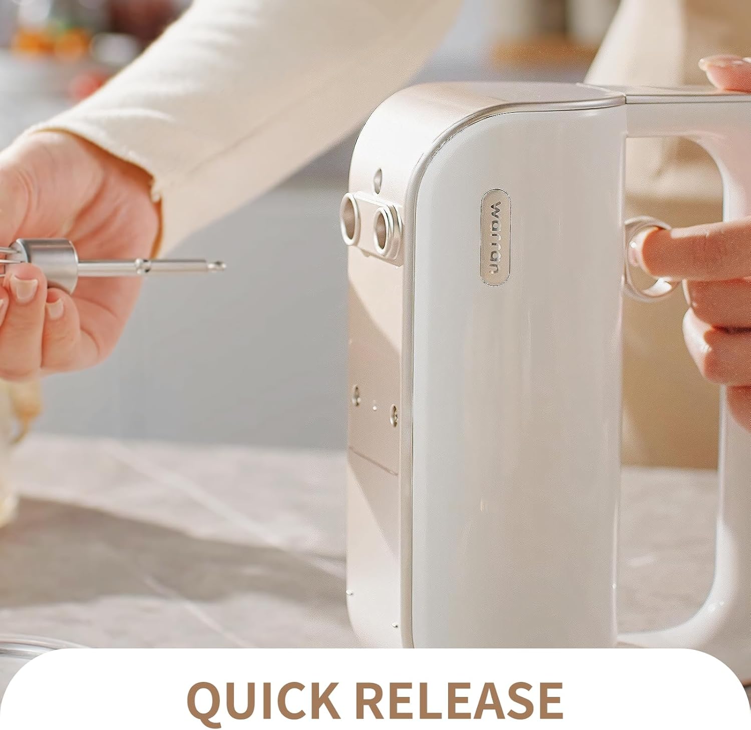 4-in-1 Electric Hand Mixer for Baking, Cooking and Coffee Drinks(Champagne Gold)