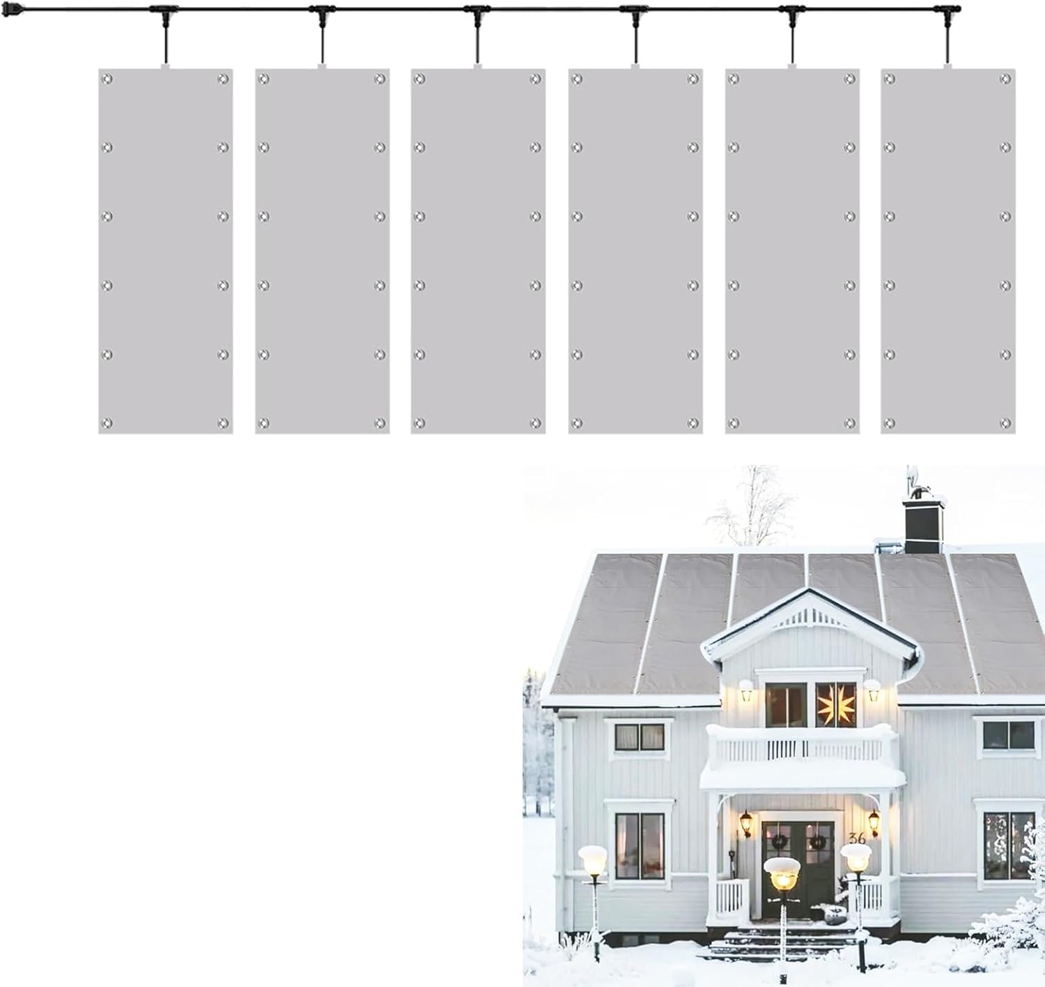 Snow and Ice Melting Mats Roof, Heated Roof De-Icing Kit, Heated Snow Melting Mats - Heated Outdoor Mats to Melt Snow - Heated Outdoor Heating Mat for Winter Backyards(6pcs,28.3 * 118.1 in)