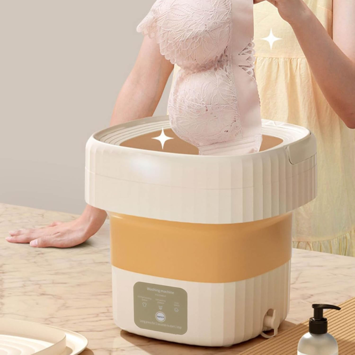 Tyenaza Mini Washer, 6L Portable Small Washing Machine Foldable Washer Deep Cleaning for Underwear, Baby Clothes and Other Small Clothes