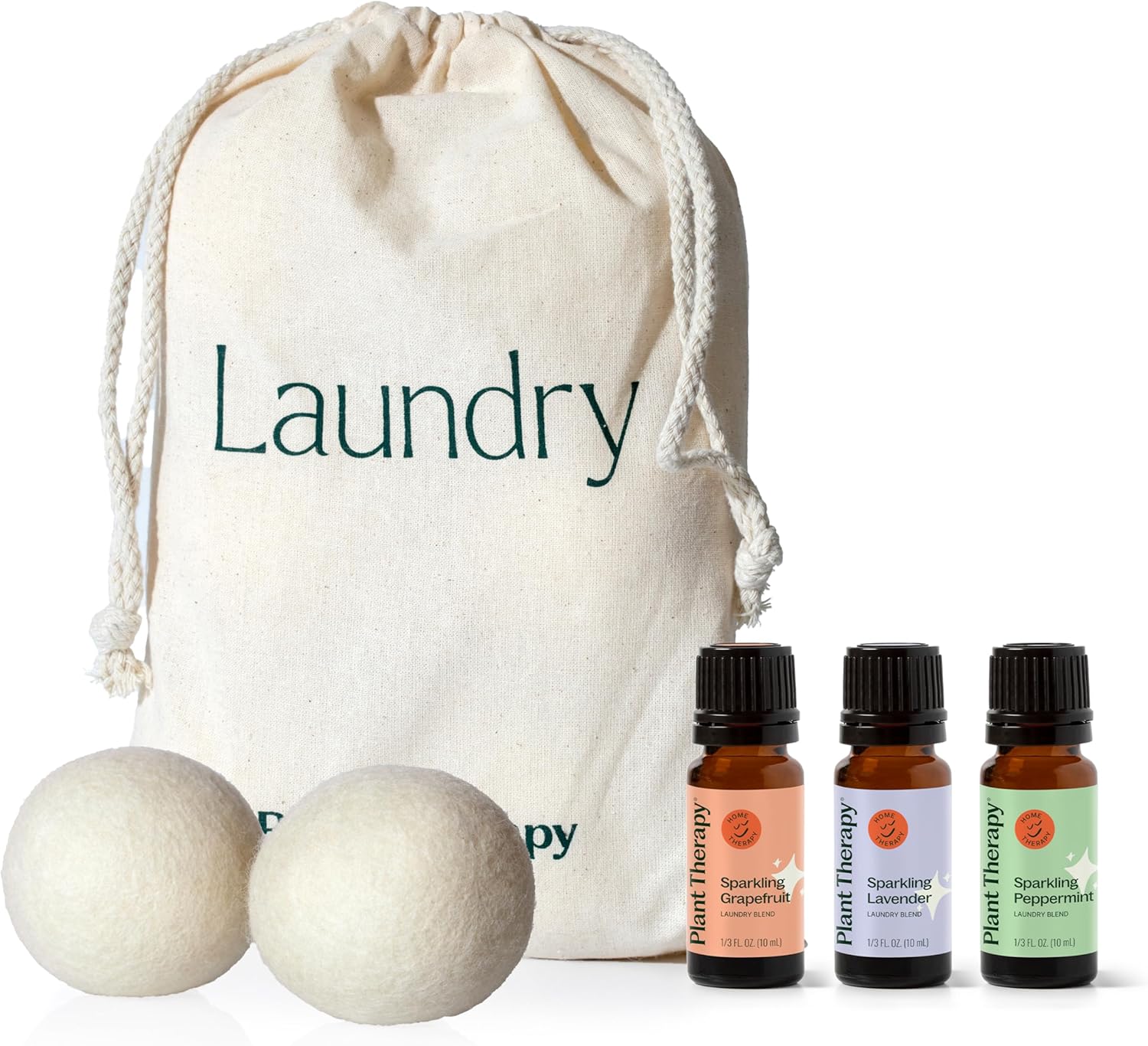 Plant Therapy Wool Dryer Balls 6-Pack & Sparkling Laundry Blends (3 Pack) 100% New Zealand Wool, Extra Large, Eco-Friendly, Reusable Natural Fabric Softener, All Natural & Chemical Free