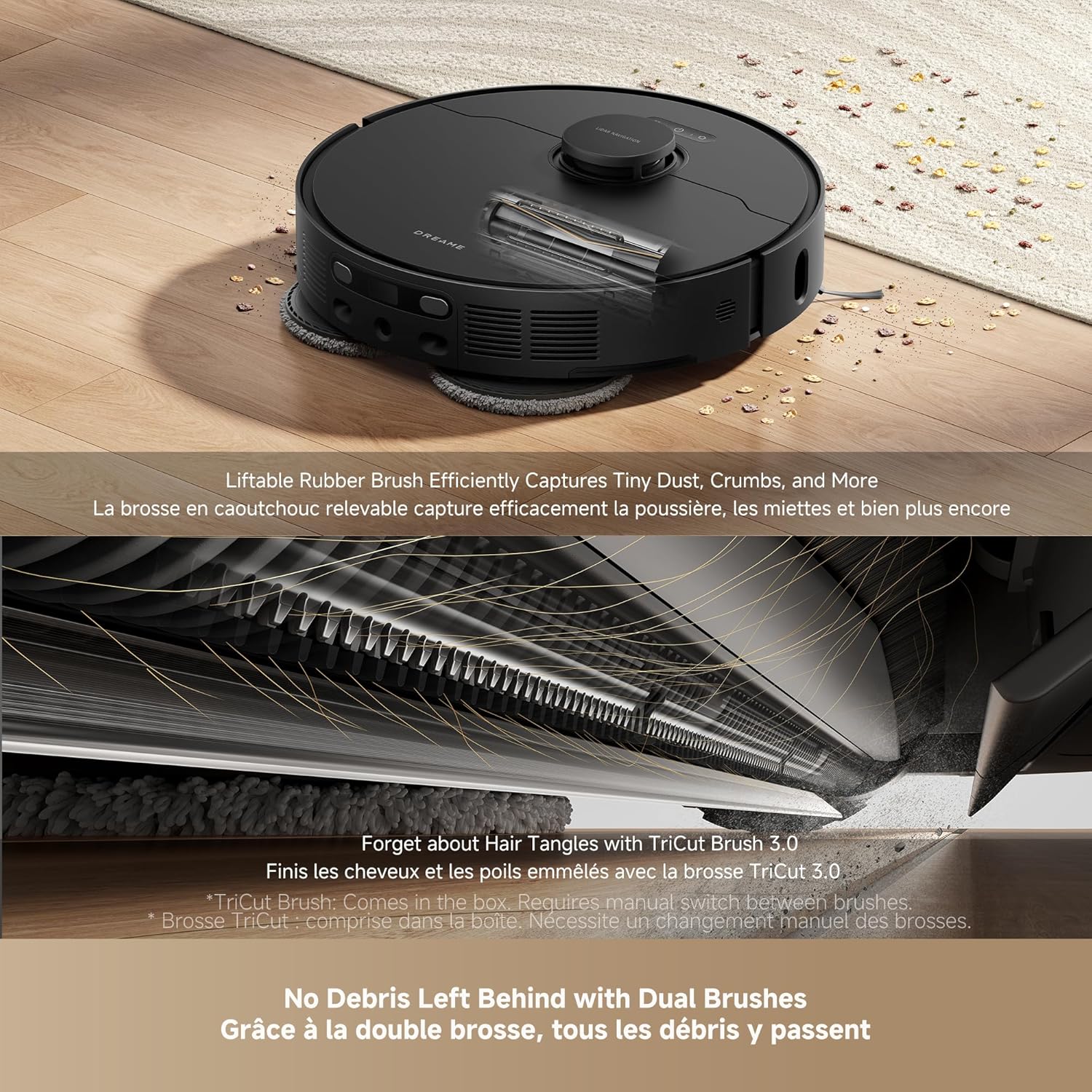 DREAME L40s Ultra AE Robot Vacuum and Mop Combo, 19,000Pa Suction, Self Emptying Dust Box, Flexible Mop & 167℉ Self Cleaning Washboard, Diverse Brush Selection, All-in-One Station, Auto Refill