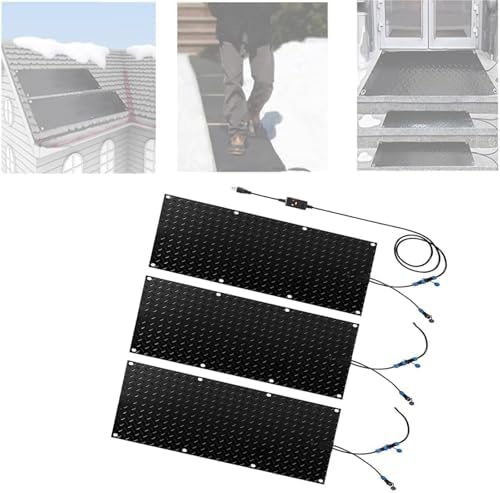Non-Slip Snow Melting Mats - Waterproof Electric Mats for Outdoor Stairs, Walkways, Doorways, 25.4x120cmx3Pcs