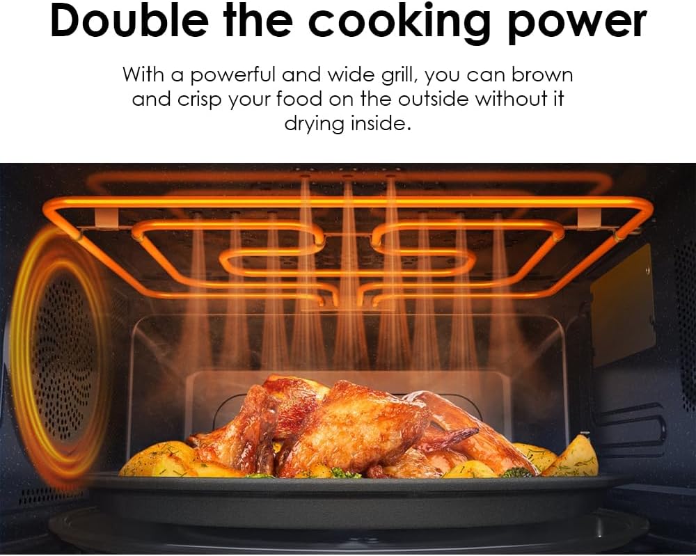 SAMSUNG 1.2 cu. ft. Countertop Convection Microwave with Air Fry, Black Glass, MC12DB8700CKAA