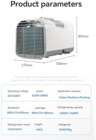 Portable Camping Air Conditioner For Tent Outdoor and Indoor Use,4750 BTU 3-Speed with Auto mode, sleep mode,24H Timer, Compatible with AC/DC 24V, for Camping, RV,Truck,Van,Office,Pet room,White