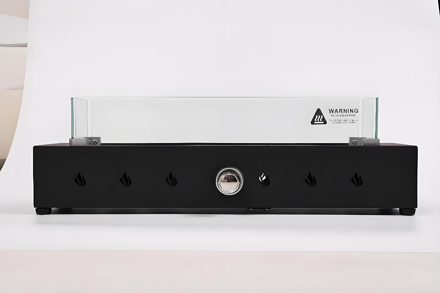 28-Inch Rectangle Fire Pit, 40000BTU Outdoor Propane Fire Pit, Wind-Resistant Firepits, Durable Steel Stylish Glass Beads Design