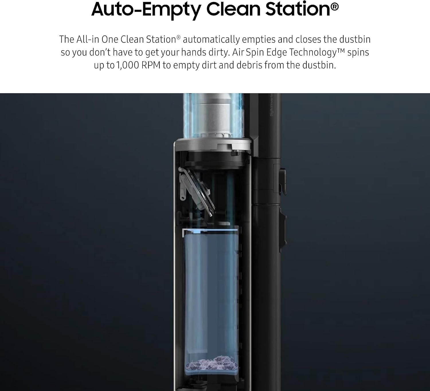 SAMSUNG BESPOKE Jet AI Cordless Stick Vacuum Cleaner w/All-In-One Clean Station, 280AW Suction Power, Longest Battery Life, Multi Surface Floor Brushroll, Lightweight, VS28C9760UG, 2023, Satin Greige