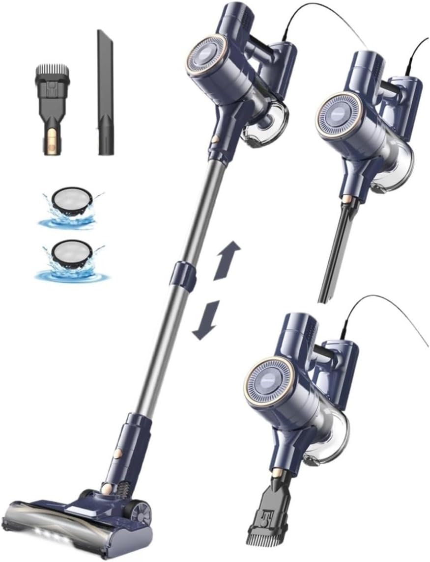 600W 23KPa Stick Vacuum I8 Corded Vacuum Cleaner 6 in 1 Powerful Lightweight Handheld Vacuum for Hard Floor Carpet(I8 Blue)