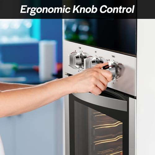 Empava 24 inch Electric Single Wall Oven, 2.5 Cu.ft.. Stainless Steel Built in Wall Oven with Basic Broil Bake Functions, Mechanical Knobs Control, 24WOE40L