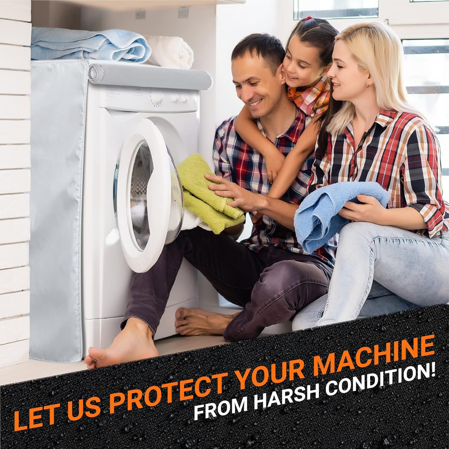 BlueStars 2PCS Washer and Dryer Covers For Top-load and Front-load Machines - Premium Outdoor Protection For Most Dryer Washer Cover - W29”x D28”x H43” (Silver)