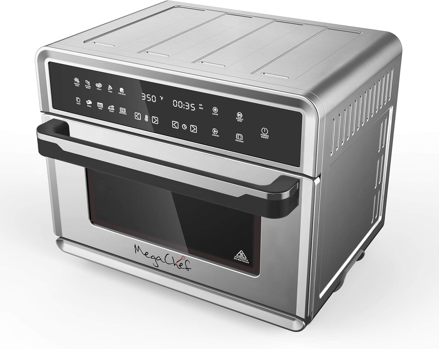 Megachef 10 in 1 Electronic Multifunction 360 Degree Hot Air Technology Countertop Oven, Silver Chrome, 25 Liter Capacity
