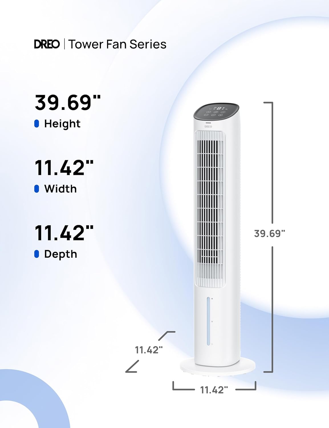 Dreo Evaporative Air Swamp Cooler, 40” Standing Fans that Blow Cold Air, 80° Oscillating Bladeless Cooling Fan for Bedroom, Removable Water Tank, Ice Packs, Remote Control, 4 Speeds, 7H Timer, White