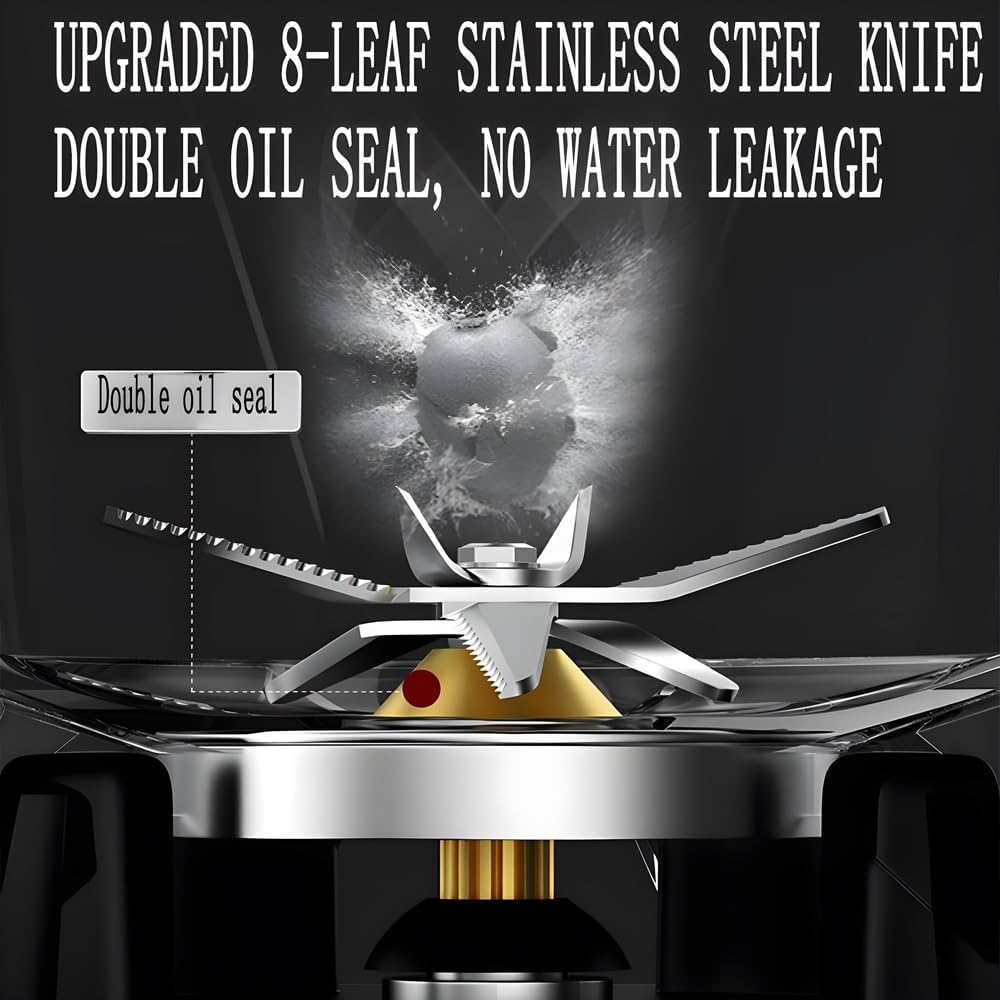 Commercial Blender, 2200w Smoothie Blender with 9 Speed Adjustable, 6L Professioanl Blender with Timer, 8-Blade Steel Knife, Lid with Clasp, for Shakes, Smoothies, Ice Crushing, Home