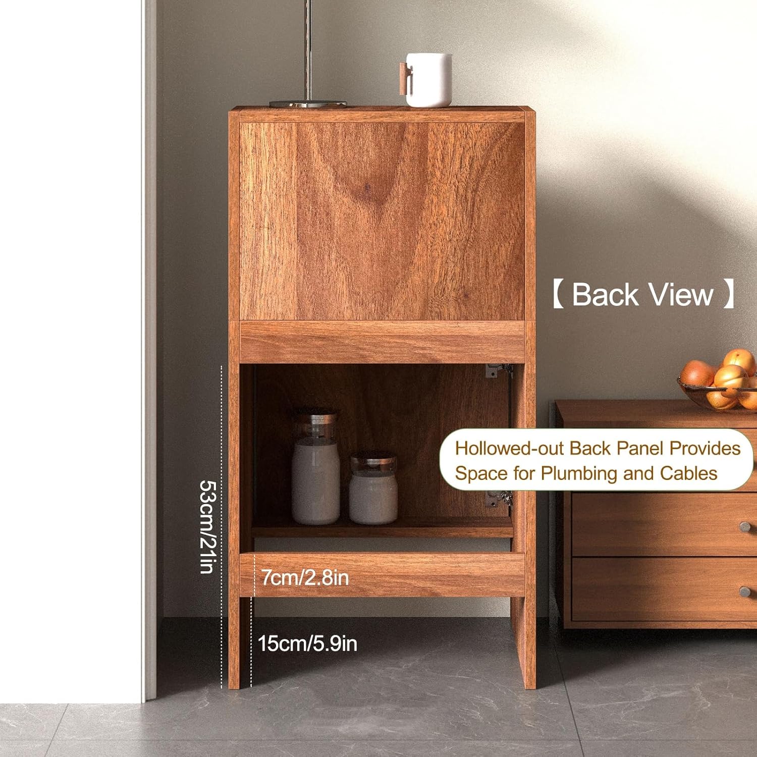 Robot Vacuum Stand Cabinet Hidden Entryway or Living Room Cabinet with Doors, Storage Rack with Pull-Out Top for Water Change, End Side Table for Home Office(Yellow,65cm/25.6in)