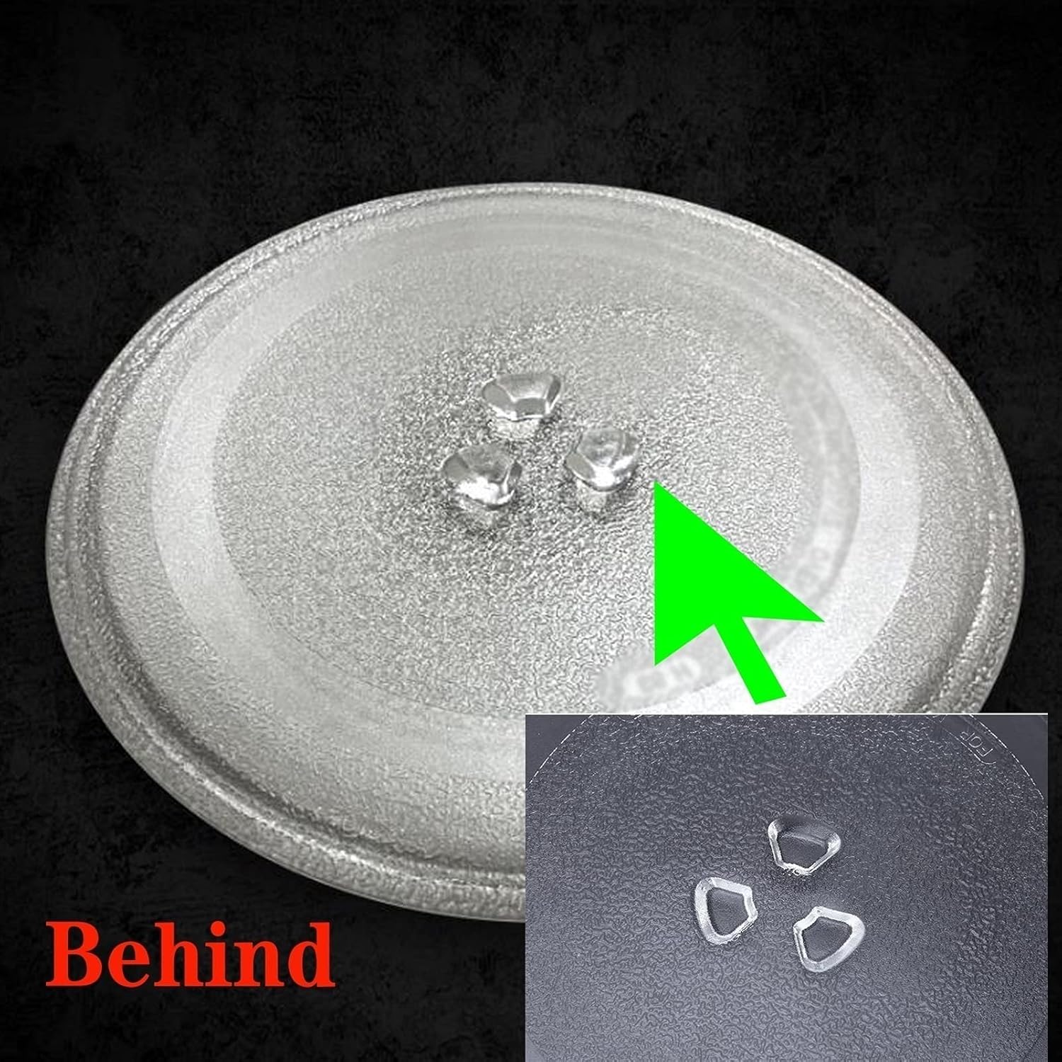 Turntable Microwave Turntable Frosted Pattern Glass Plate 11in with 3 Fixers Microwave Oven Roller Ring Glass Tray Support The Thickness of The Glass is 0.5cm Runs Smoothly