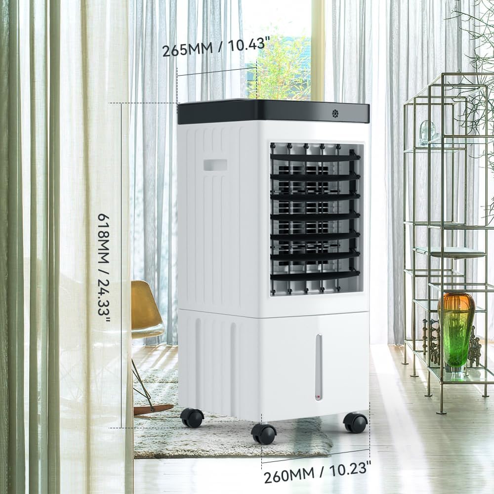 Portable 10L Evaporative Air Conditioner 3-IN-1 Evaporative Cooler w/Remote Control Fan & Humidifier Fit For Couch, bed, workspace, breakfast nook