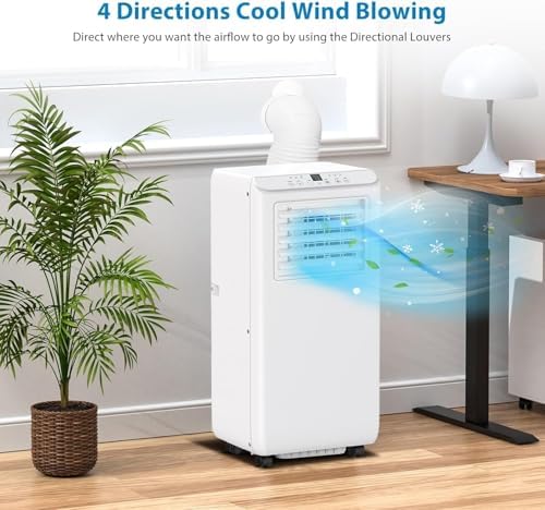 8,000 BTU Portable Air Conditioner - Free Standing AC Unit with Cooling/Fan/Dehumidifier for Rooms Up to 350 Sq.Ft, Includes Remote & Window Kit for Home, Office, Dorm, White