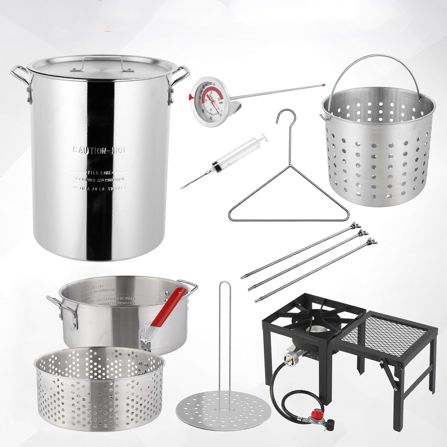 Bonnlo 30QT Outdoor Turkey Fryer & 10QT Fish Fryer with 55000BTU Propane Buner for Outdoor Cooking, Outdoor Deep Fryer w/Aluminum Pot, Basket & Stand Set, Ideal for Turkey Frying & Seafood Boiling