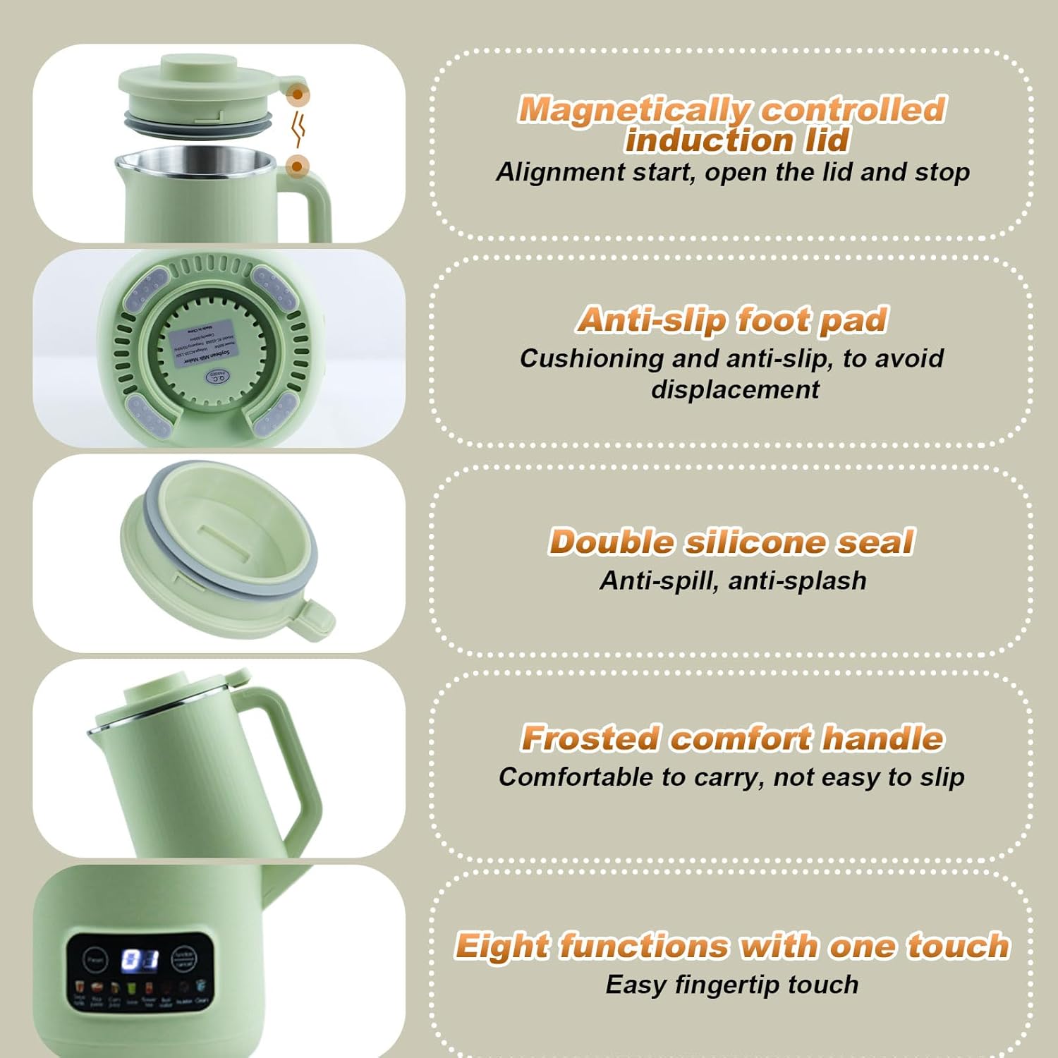 Automatic Nut Milk Maker Blender, 800ml Homemade Soy, Almond, Oat, Coconut, Plant Based and Non Dairy Beverages with LED Display (Green)