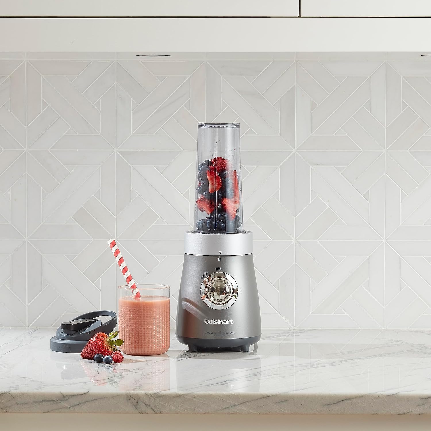 Cuisinart BJC-550C Compact Blender and Juice Extractor Combo (with 16oz Travel Cup), Dual Function