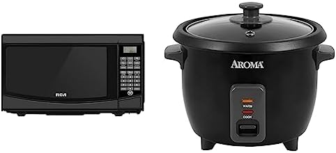 RCA RMW733-BLACK RMW733 0.7 Cu. Ft. Microwave, Black & Aroma Housewares 6-Cup (Cooked) / 1.5Qt. Rice & Grain Cooker (ARC-363NGB),Black,6-Cup Cooked / 3-Cup Uncooked